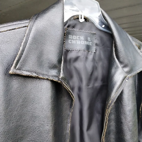 Rock And Chrome Black Faux Leather Jacket - Picture 2 of 8